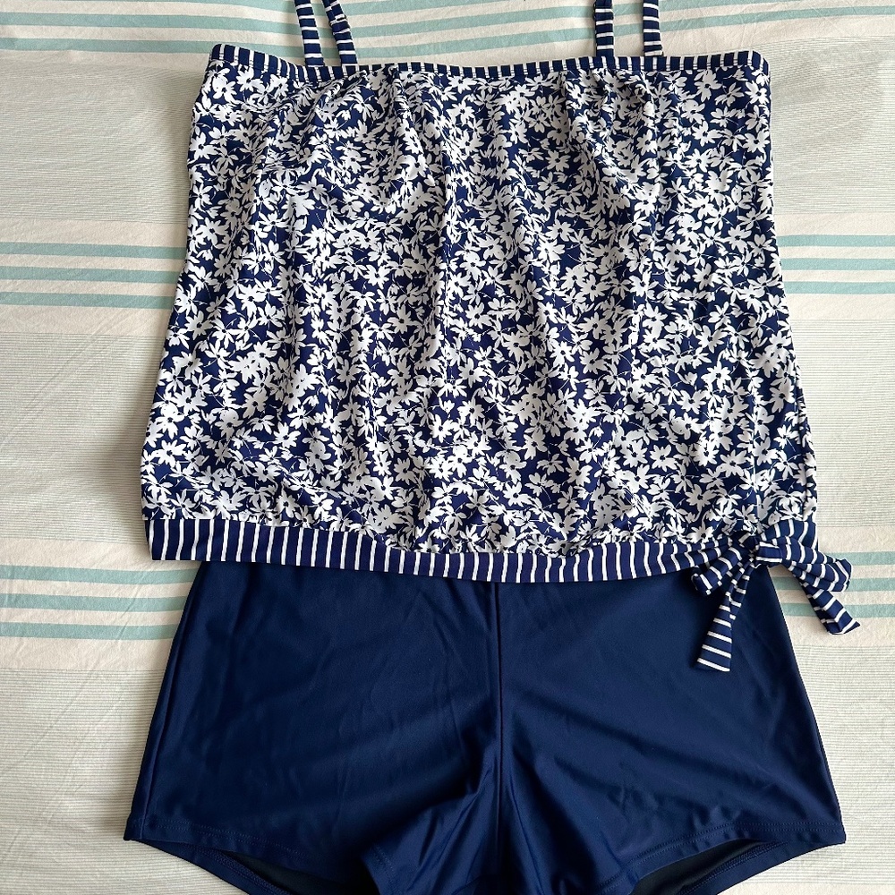 Adjustable Bandeau Tankini Top & Bottoms
